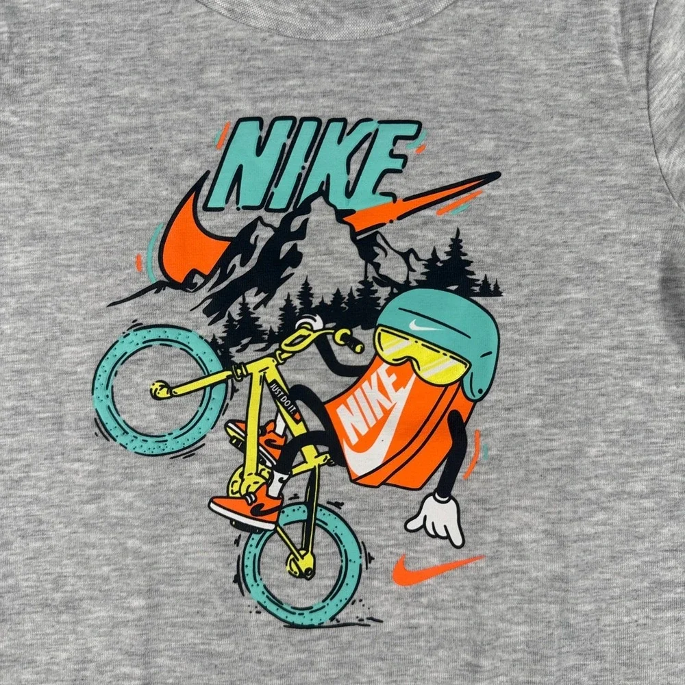 Nike Toddler Boys 2T Gray BMX Bike Mountain Logo Graphic T Shirt NWT